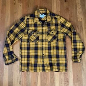 Gold and Navy Plaid “flannel” Overshirt